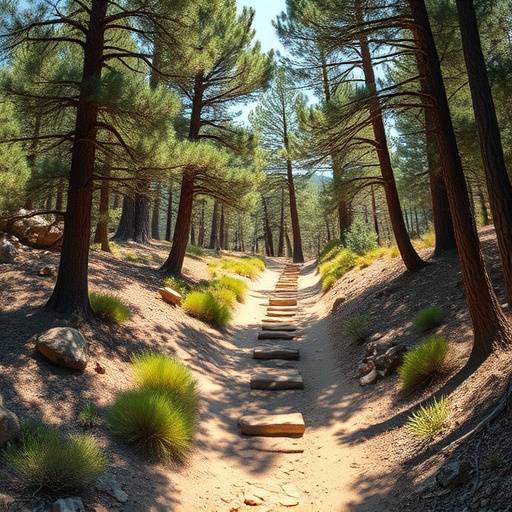 Detail shot of Angeles National Forest featuring a hiking trail