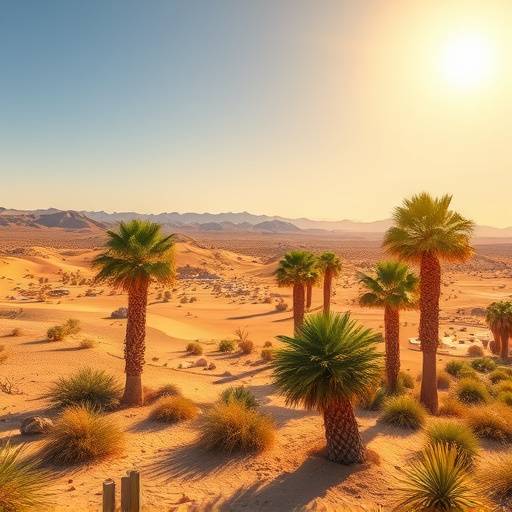 Detail shot of Mojave Desert Oasis featuring palm trees